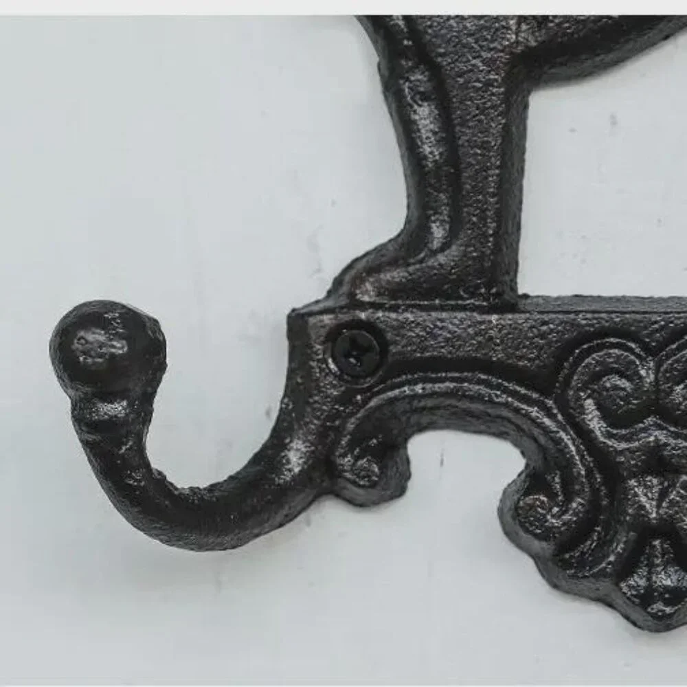 Cast Iron Dog Wall Hook Rustic Farmhouse Coat Hooks Vintage Style Entryway Decor